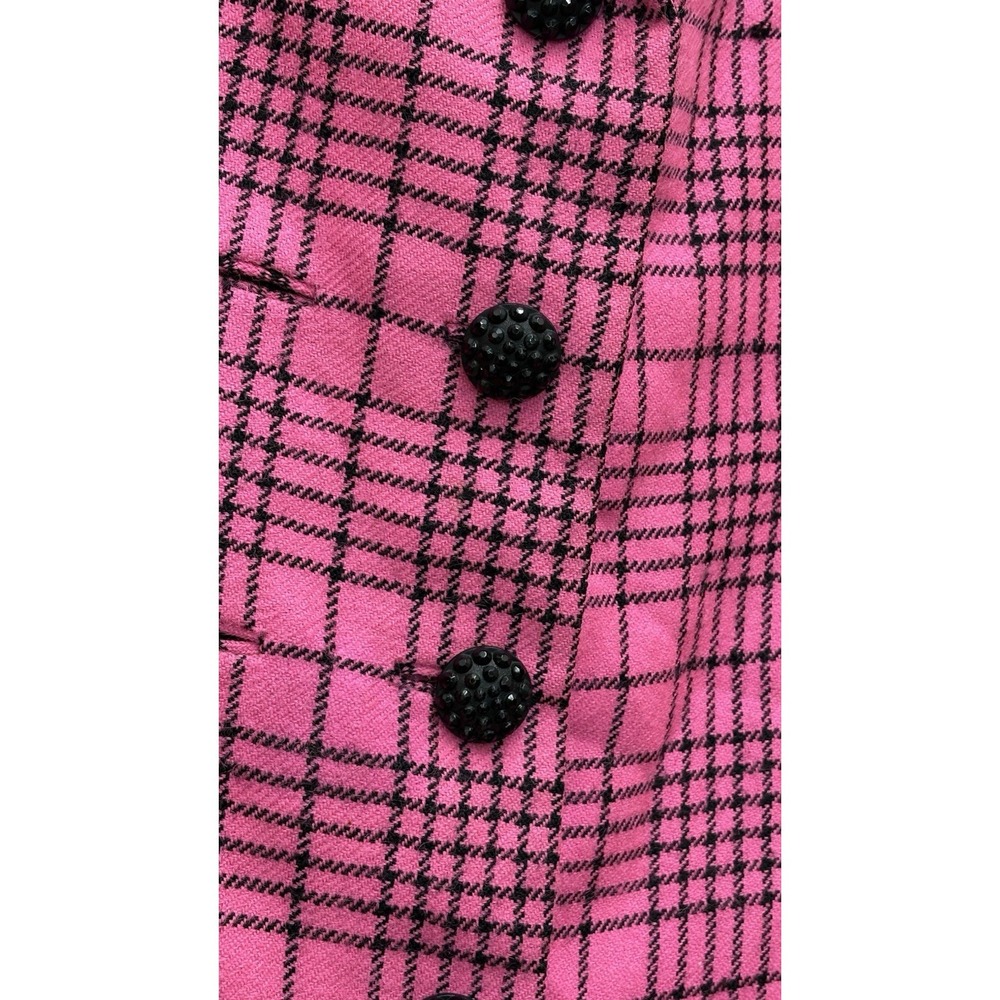 Vintage 1960s Bill Blass Hot Pink Black Plaid Dress Coat Jacket Size 8 ILGWU - Picture 3 of 7